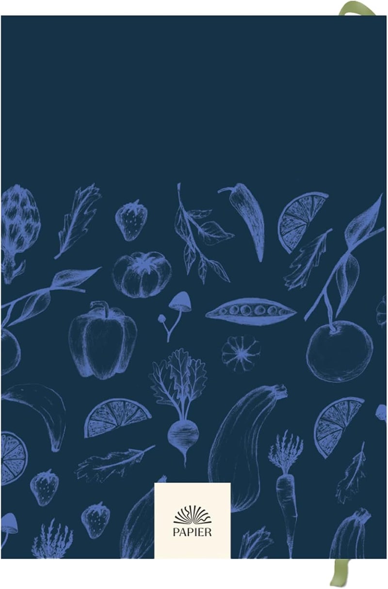 Papier Recipe Journal - Harvest, Navy, 8.46" L x 6.02" W, Hardback | Preserve Family Traditions | Silk Finish | Well Organised and Durable | Space for Cooking Hints & Tips - Image 2